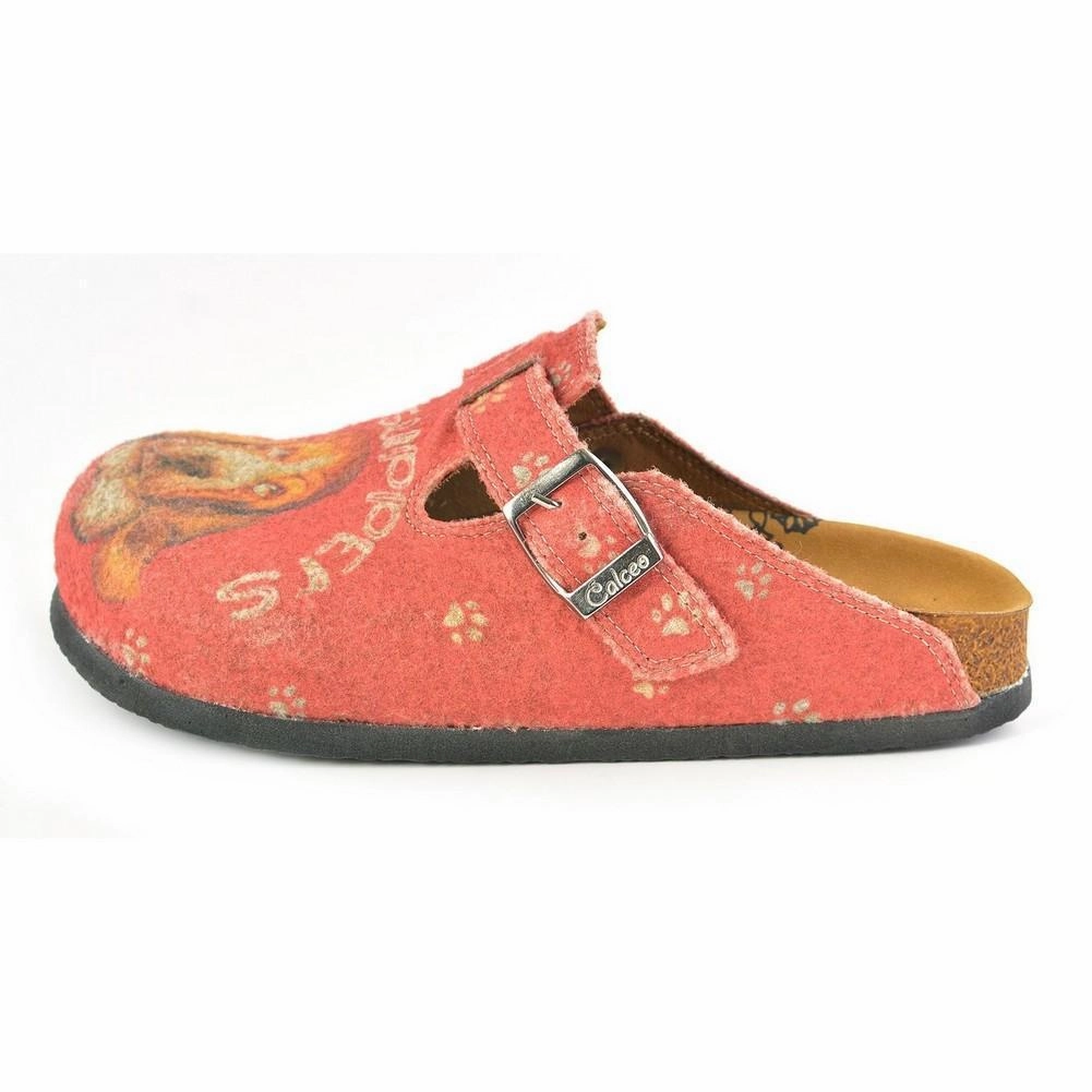 Colored Paw Patterned, Brown Dog and Take Supers Written Red Patterned Sandal - CAL1301 High Heel Shoe Parts
