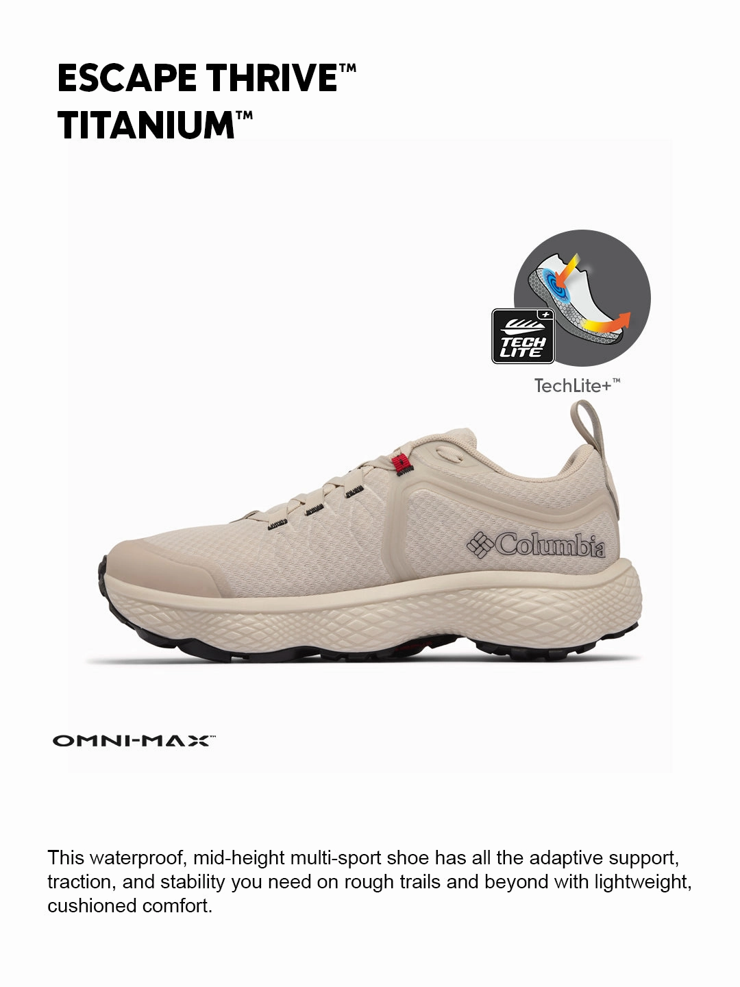 Columbia Men Off White OmniMax Escape Thrive Titanium Hiking and Trekking Shoes Y3 Hiking Boots