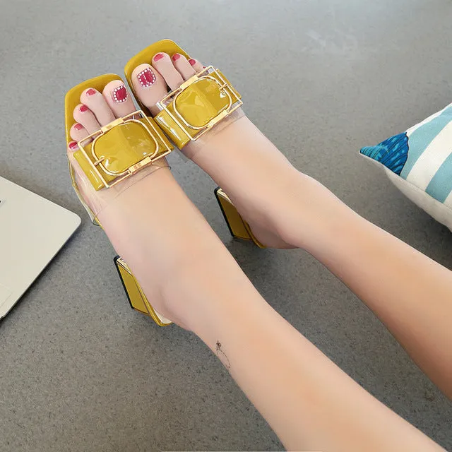 Sandals Arizona Med Square Heels