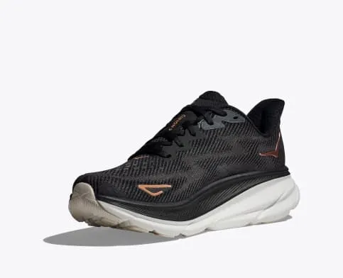Running Shoe Brands WOMEN'S CLIFTON 9 WIDE - BLACK/ROSE GOLD