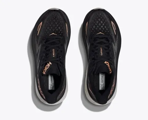 WOMEN'S CLIFTON 9 WIDE - BLACK/ROSE GOLD Trail Running Shoes With Wide Toe Box