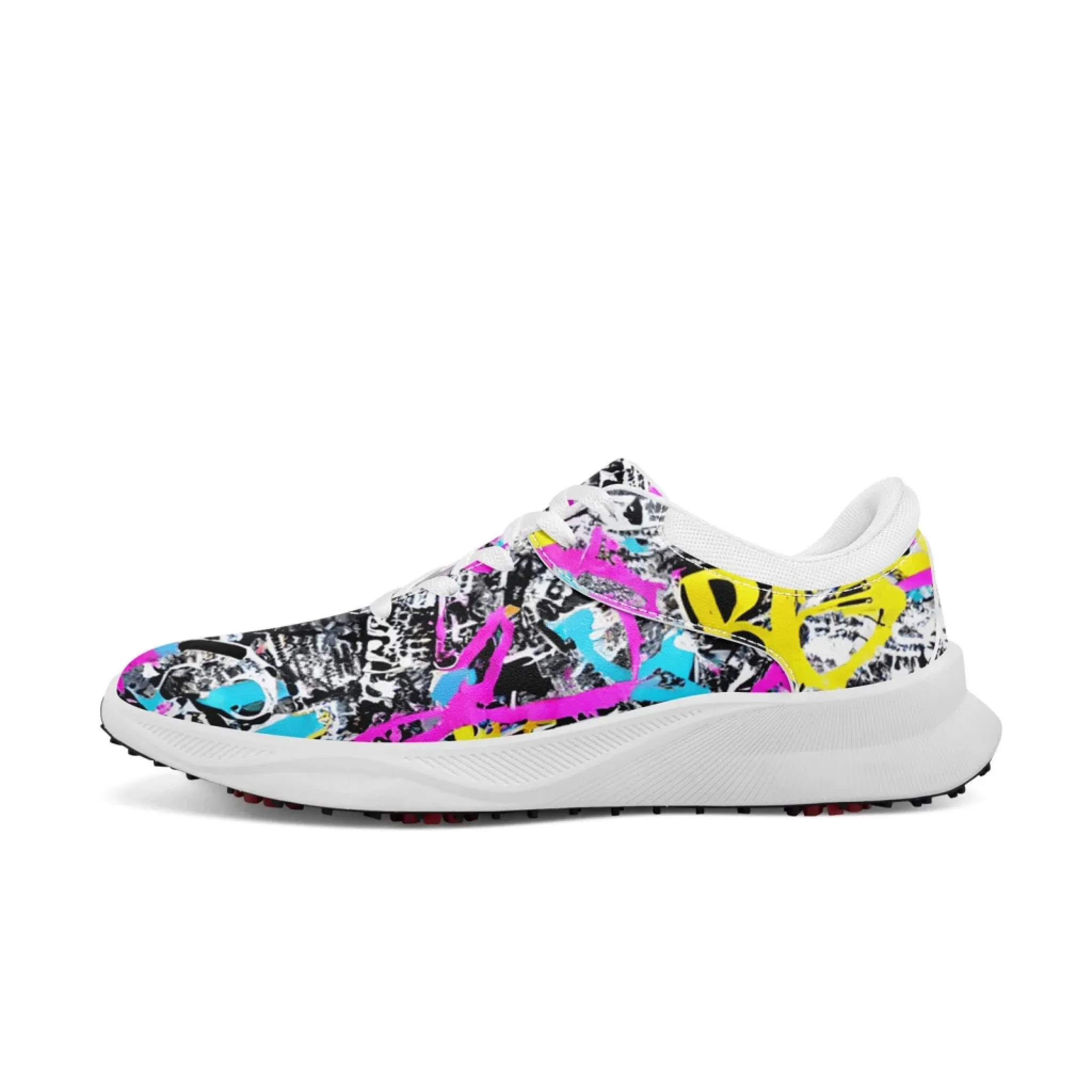 Persoanlized Artistic Graffiti Print  Golf Shoes, Custom Breathable and Comfortable Golf Shoes for Individual Golf Enthusiasts