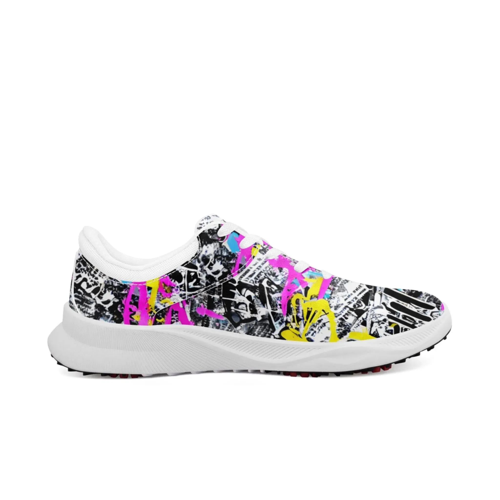 Persoanlized Artistic Graffiti Print  Golf Shoes, Custom Breathable and Comfortable Golf Shoes for Individual Golf Enthusiasts