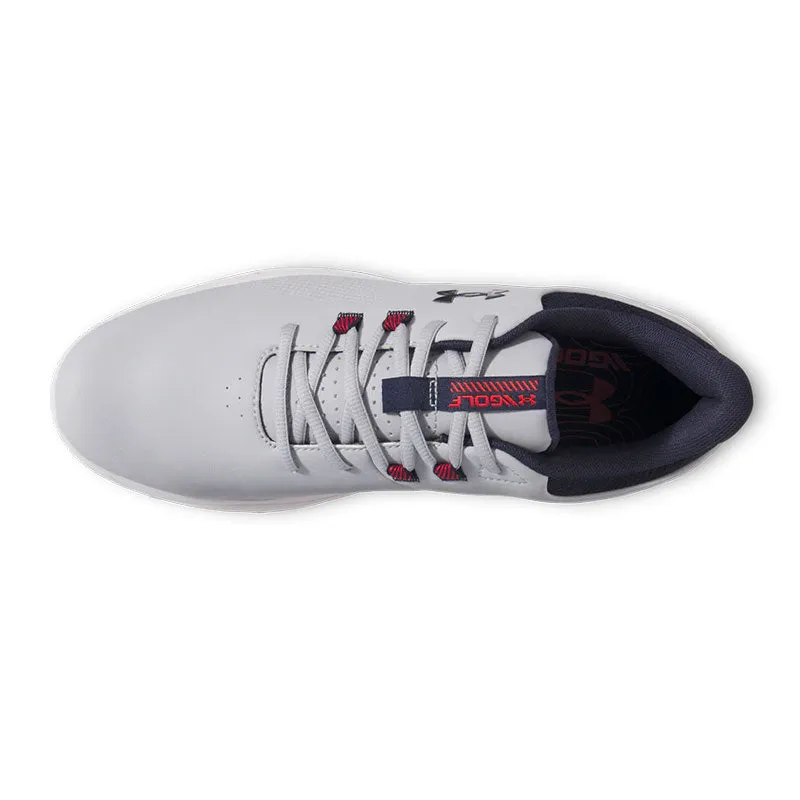 Extra Wide Golf Shoes UNDER ARMOUR Drive Medal Men's Spikeless Shoes (Grey/Navy)