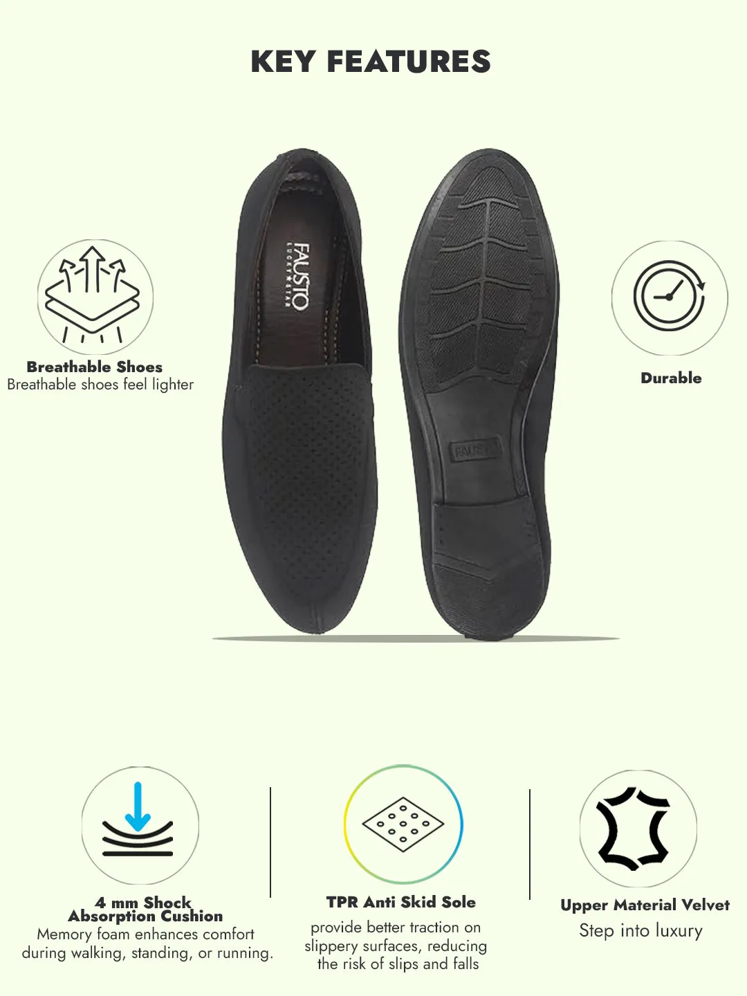 Men Black Formal Velvet Slip On Shoes for Party|Wedding Shoes|Casual Slip On Shoe Casual Mary Jane Platform Flat Comfort Shoes