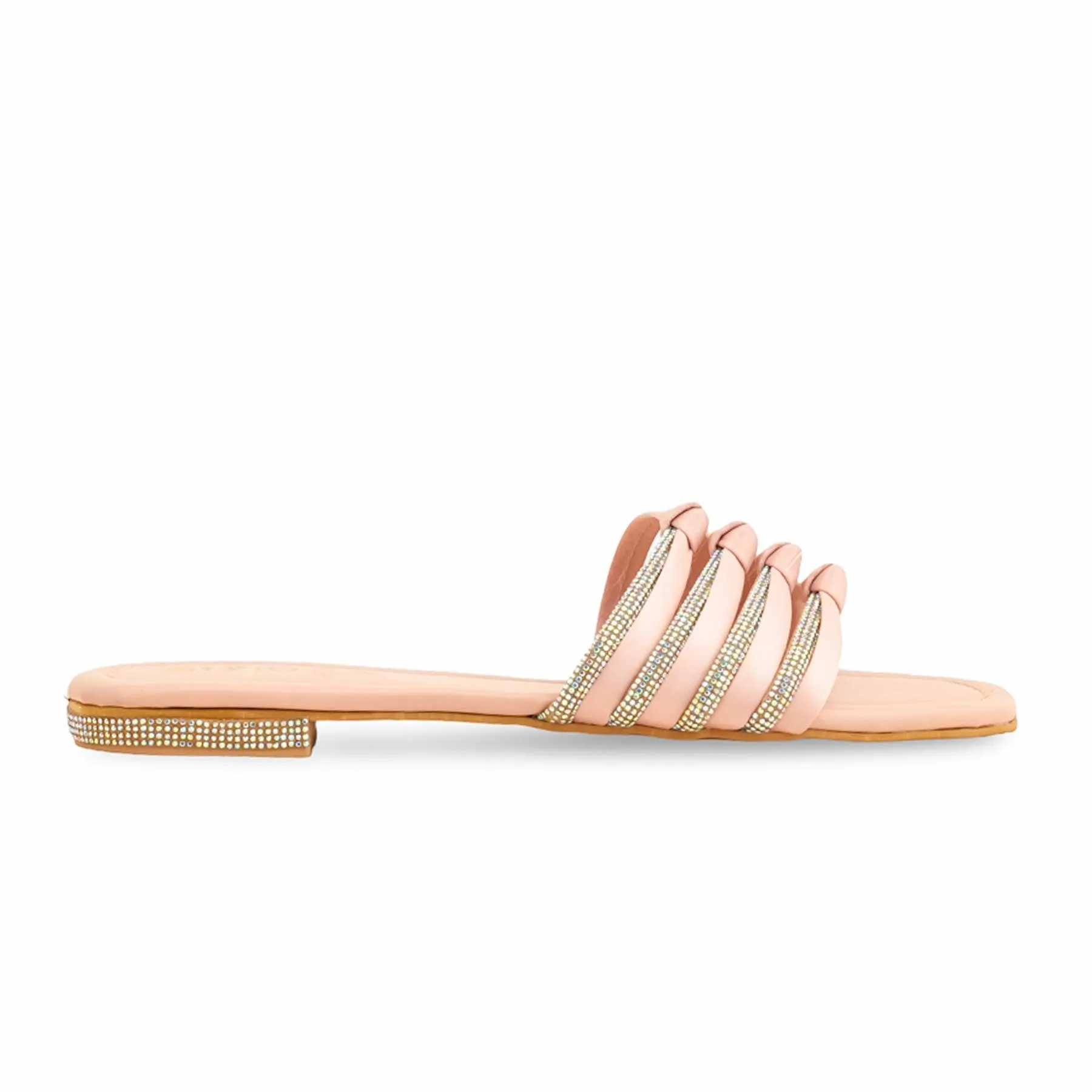 Pink Formal Women Slipper FR8302 Lace Up Ballerina Slippers