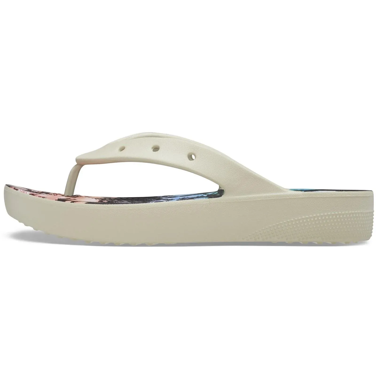 Crocs Women's Classic Flip Flops, Platform Sandals, Bone/Multi Bling Sandals
