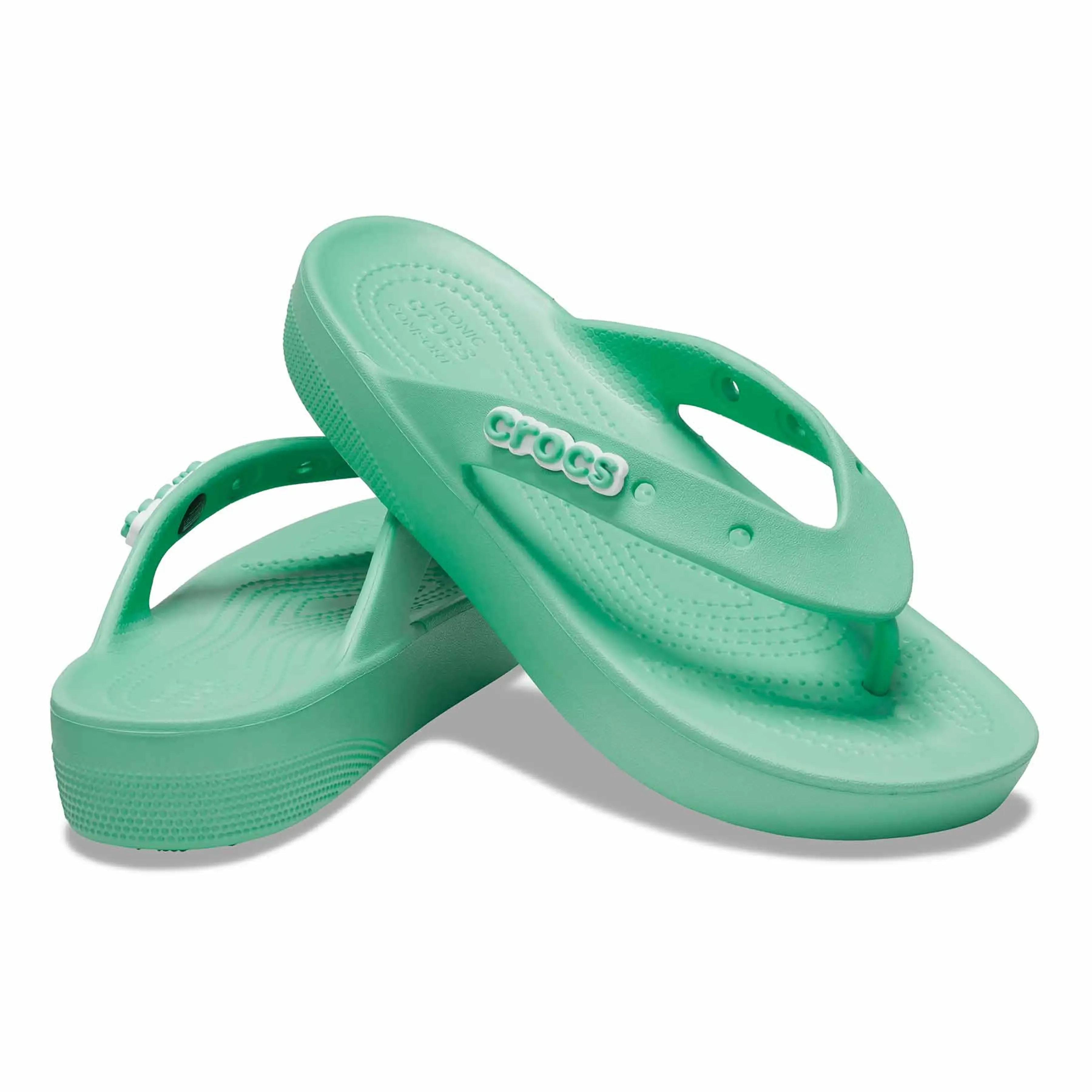 Crocs Women's Classic Flip Flops, Platform Sandals, Jade Stone Water Sandals