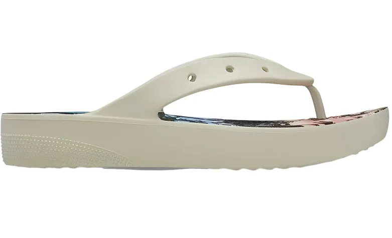 Jesus Sandals Crocs Women's Classic Platform Flip Flops  Bone/Multi Color Sandals