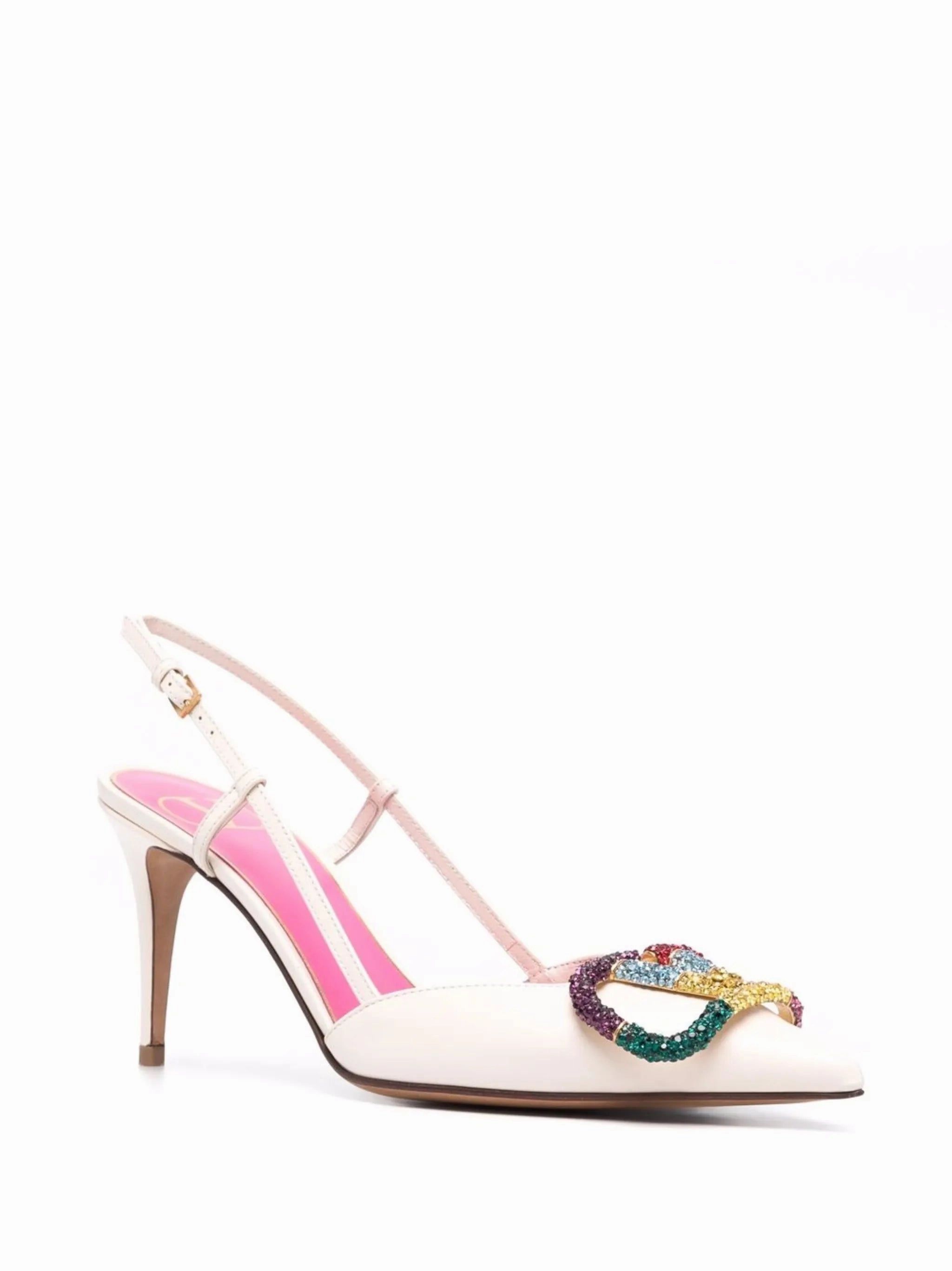 crystal-embellished VLogo pumps Wedge High Heels Shoes