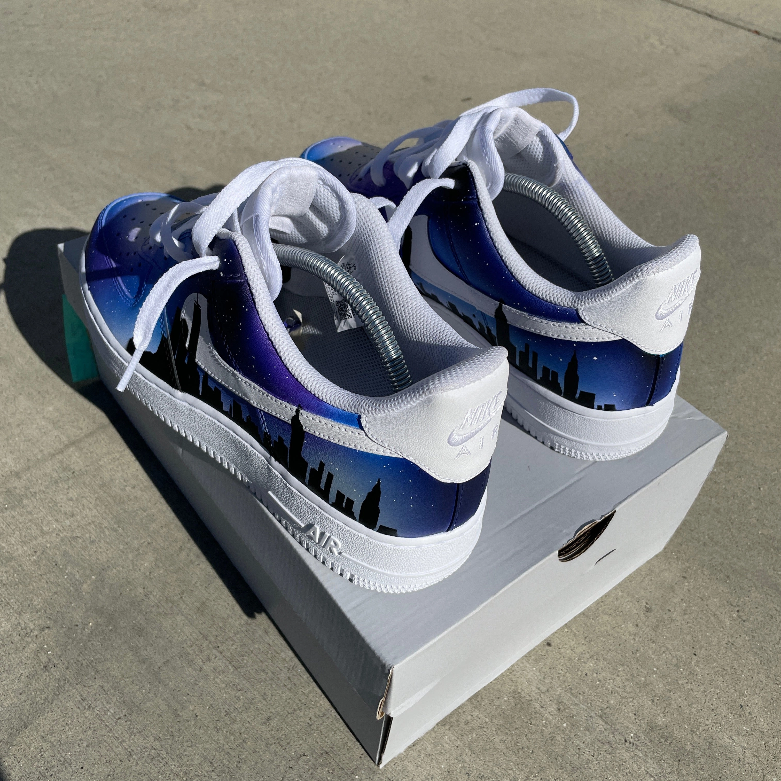 Nike Running Shoes Sizing Chart Custom Hand Painted Starry Galaxy City Skyline Nike Air Force 1