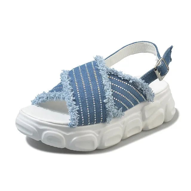 Draw Sandals Denim Gladiator Sandals