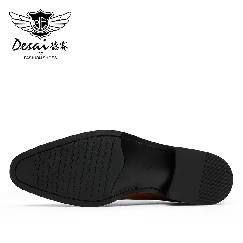 DESAI cap toe Handmade Men's Shoes Business Dress Leather Shoes Men's Pointed Oxford Raised Leather  Shoe