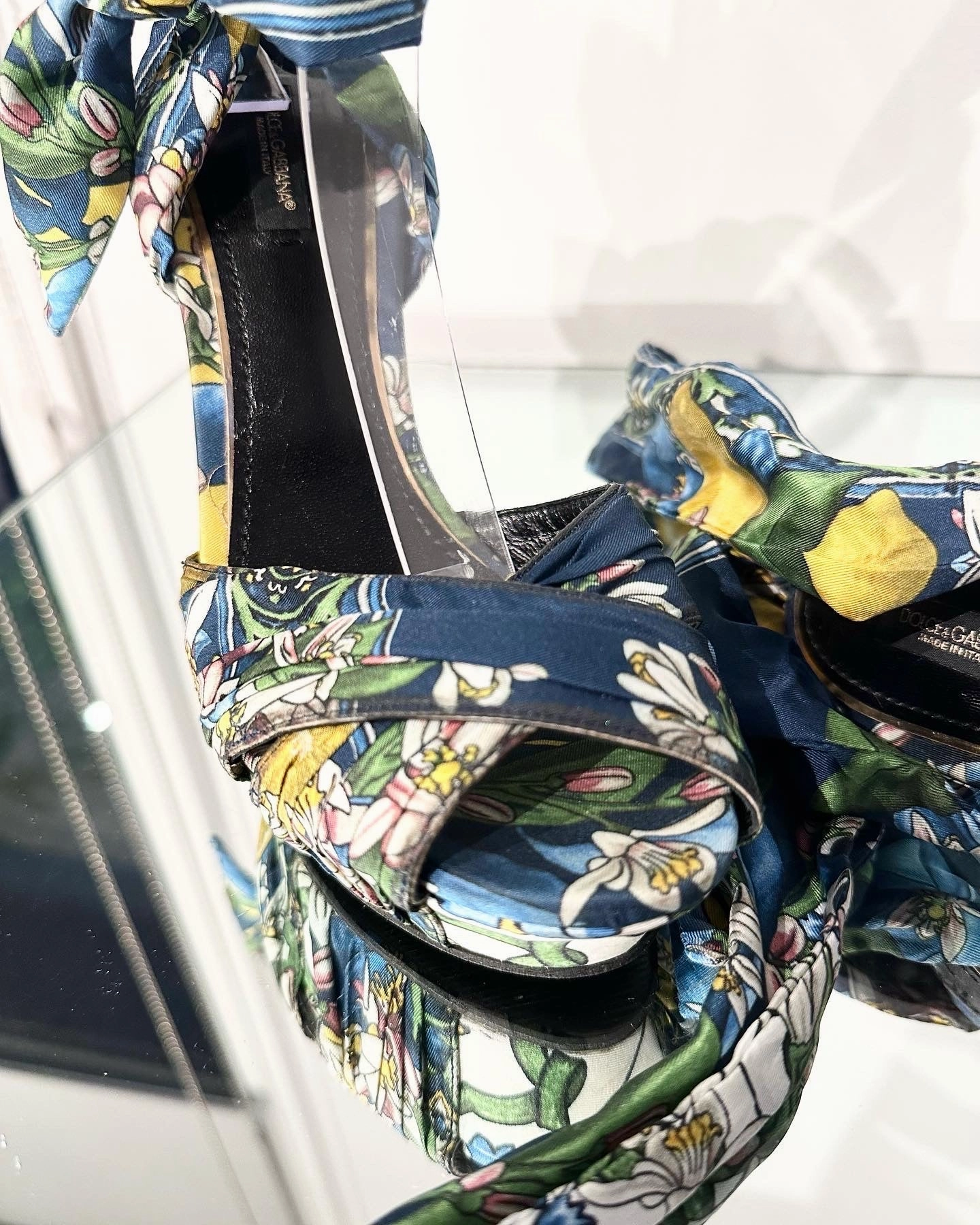 Fur Lined High Heel Boots DOLCE & GABBANA Satin Tie Up Platform High Heels