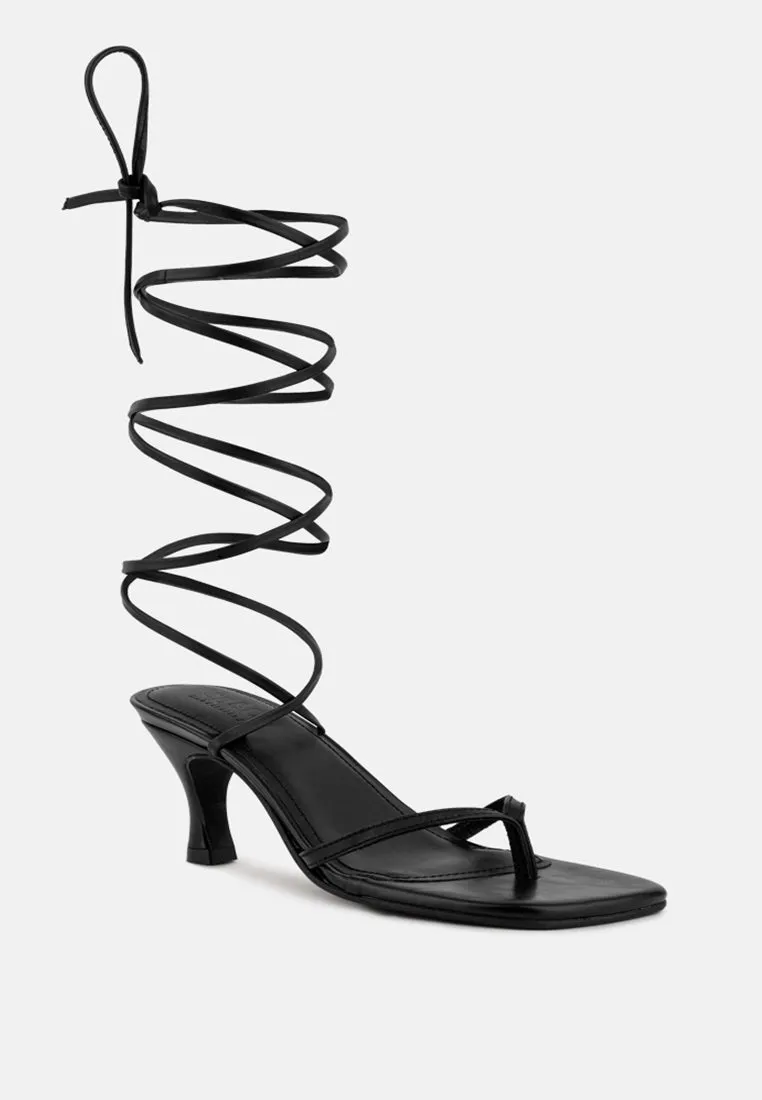 DORITA Black Kitten Heel Lace Up Sandal Berkenstock Sandals