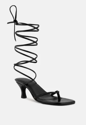 DORITA Black Kitten Heel Lace Up Sandal Antigua Y Barbuda