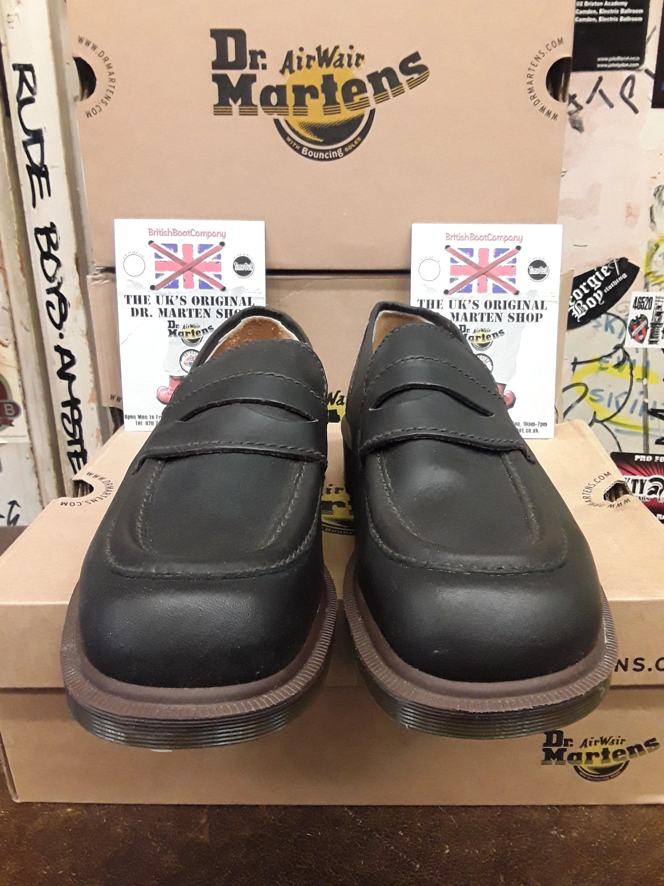 Dr Martens Vintage 90's Loafers, Size UK 6.5-7, Made in England, Brown Heeled Penny Loafers Turnlock Loafers