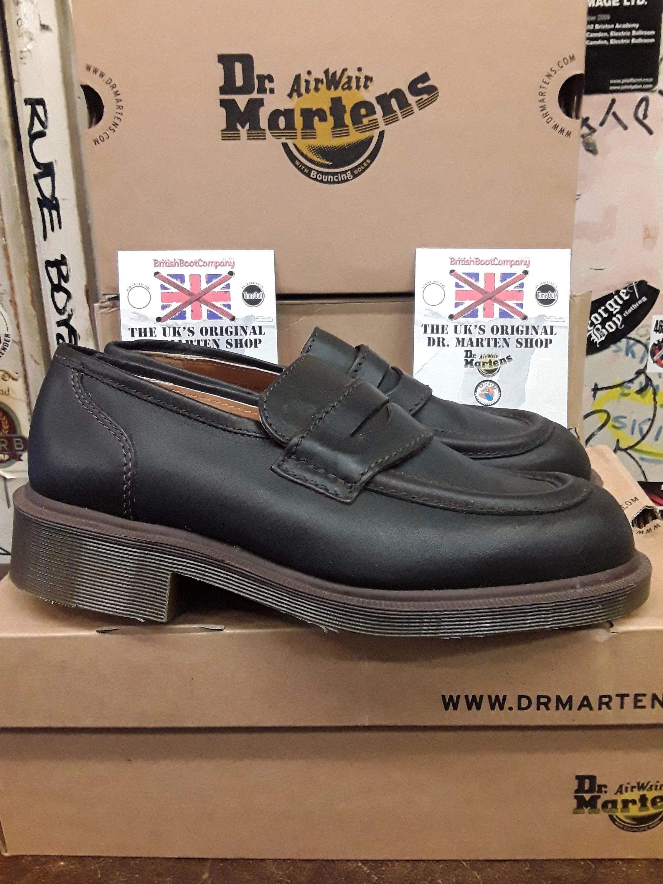 Loafers Suede Penny Dr Martens Vintage 90's Loafers, Size UK 6.5-7, Made in England, Brown Heeled Penny Loafers