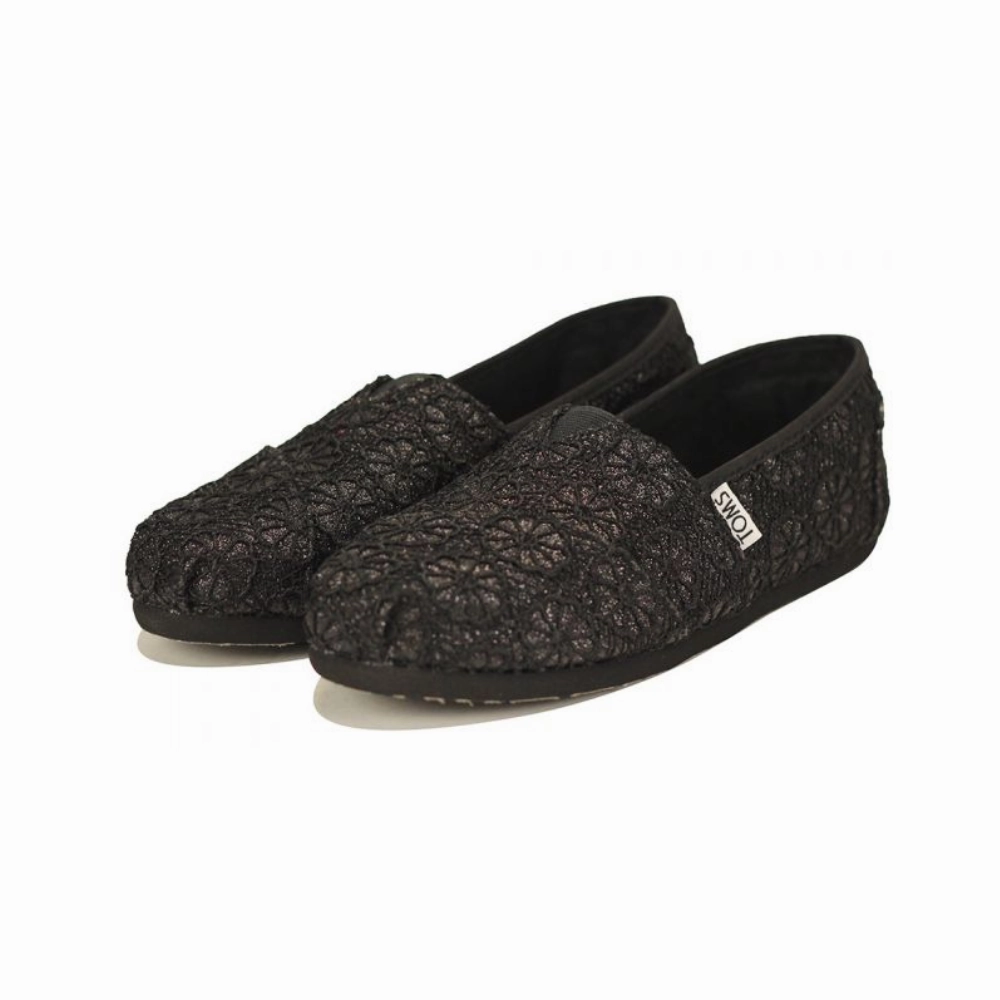 TOMS Classic Women's Black Crochet Glitter  10009295 Concourse Oxfords