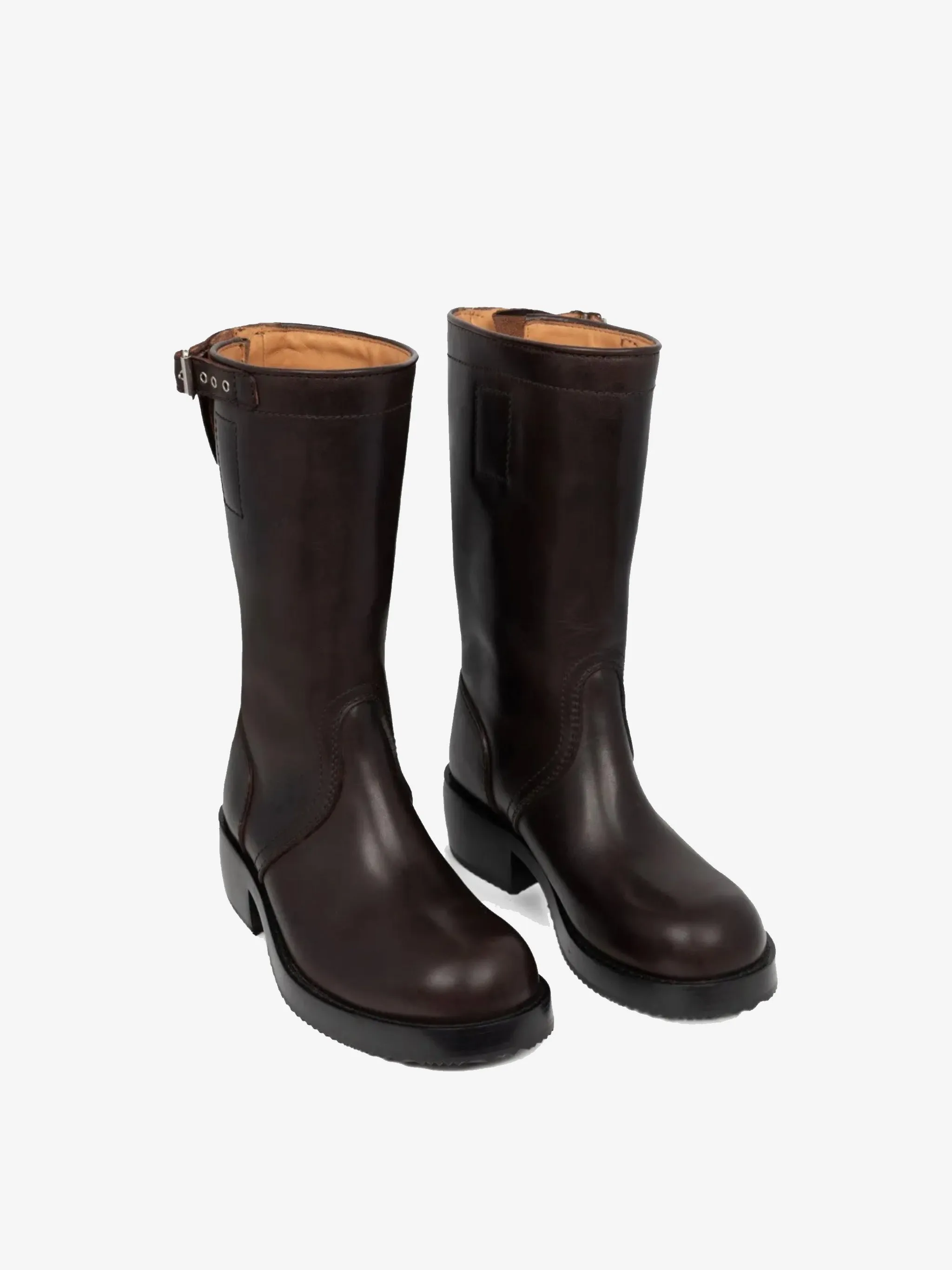 DRIES VAN NOTEN - Women Leather Buckle Boot Winter Boots Sale
