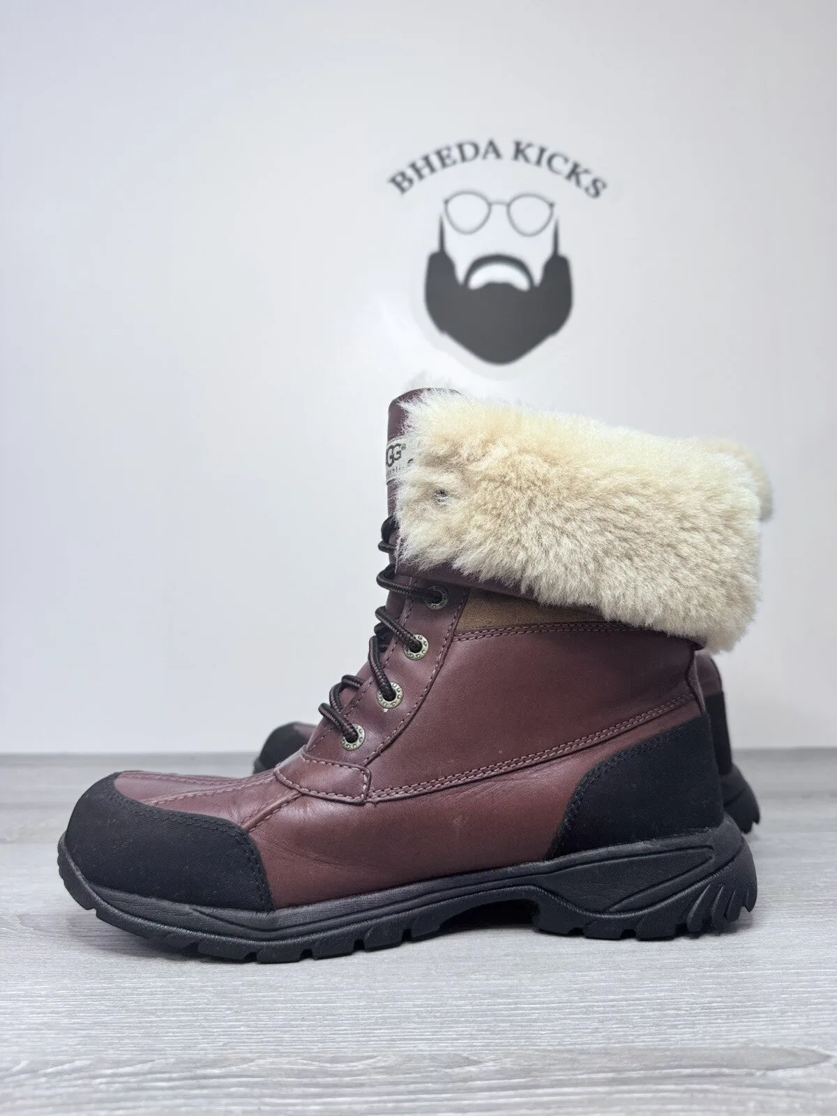 Waterproof Shoes Beach Size 9 - UGG Men Brown Waterproof Fur Vibram Leather Snow Boots S/N 5521