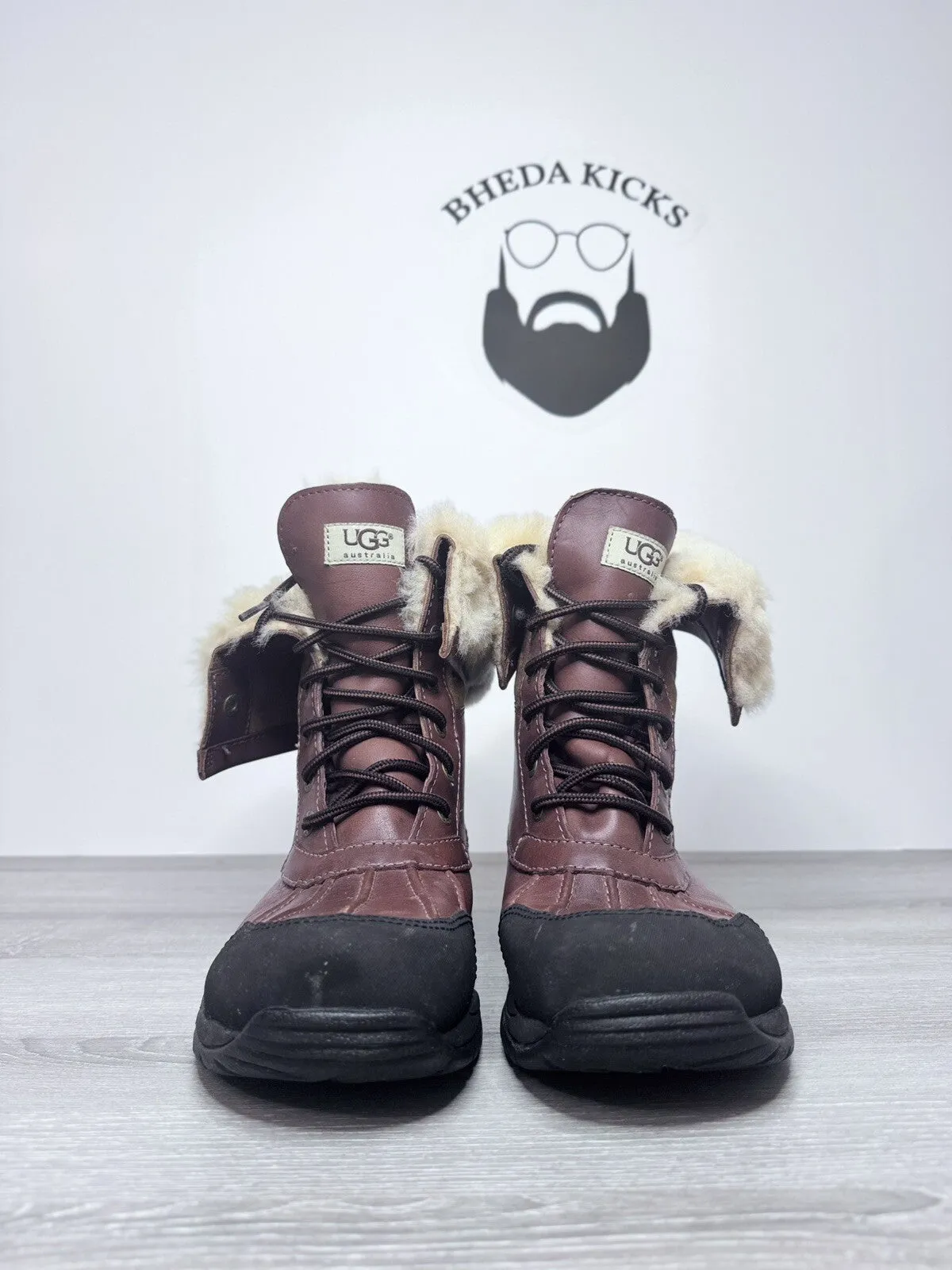Wide Fit Waterproof Golf Shoes Size 9 - UGG Men Brown Waterproof Fur Vibram Leather Snow Boots S/N 5521