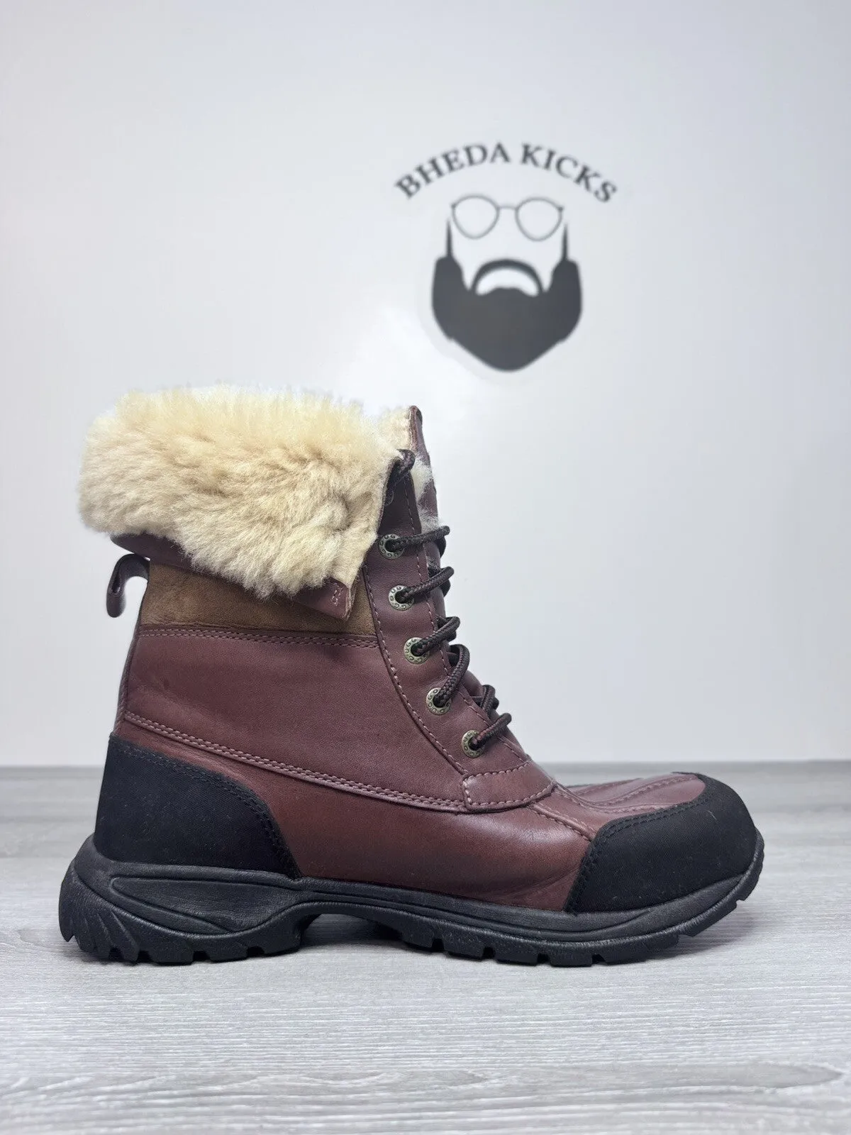 Size 9 - UGG Men Brown Waterproof Fur Vibram Leather Snow Boots S/N 5521 Waterproof Shoes Ireland