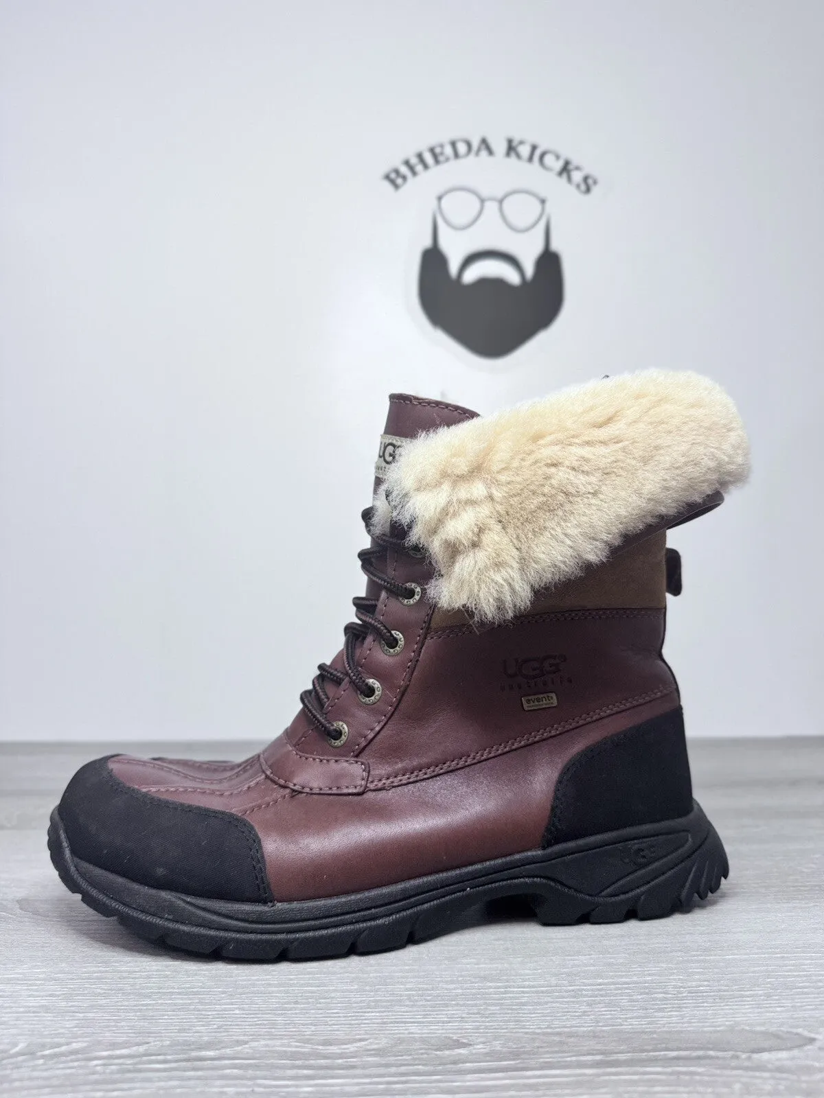 Size 9 - UGG Men Brown Waterproof Fur Vibram Leather Snow Boots S/N 5521 Most Comfortable Waterproof Shoes