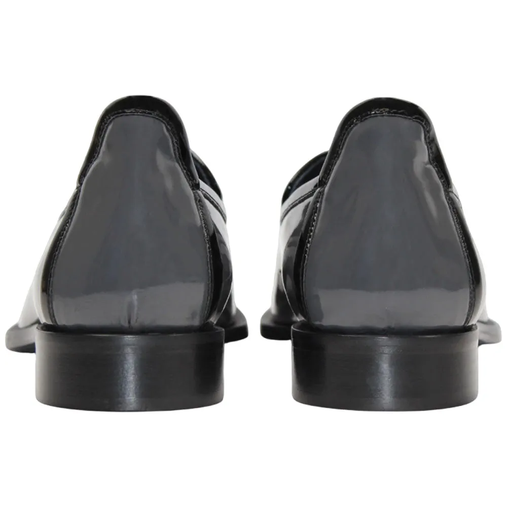 Duca Fano Grey/Black Genuine Italian Patent Leather Tassel Loafer Shoes Academy Golf