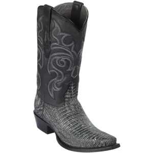 Los Altos Boots - Mens Dress Cowboy Boot - Low Priced Sanded Black Lizard Skin Boots- in Sanded Black Owens Bogun Boots Zipper