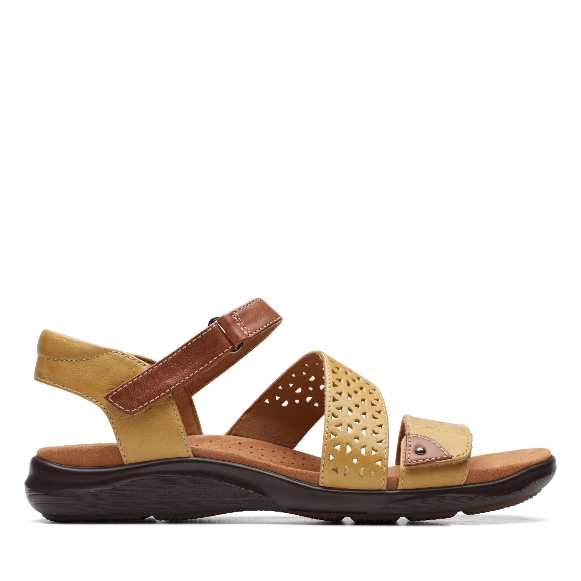 Sandals With Low Wedge CLARKS | SANDALS | WOMEN | KITLY WAY YELLOW LEATHER | YELLOW