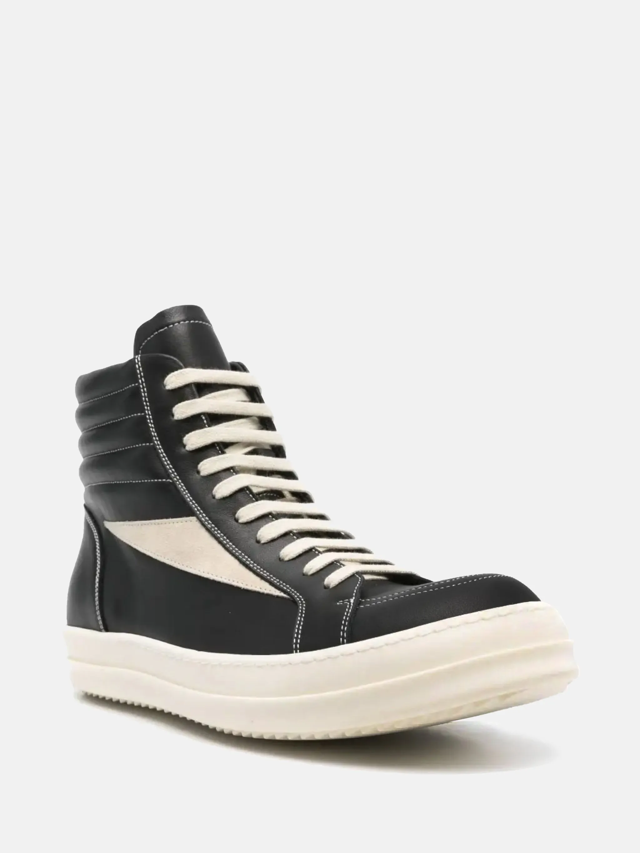 22. NULL RICK OWENS - Men Leather High Vintage Sneakers