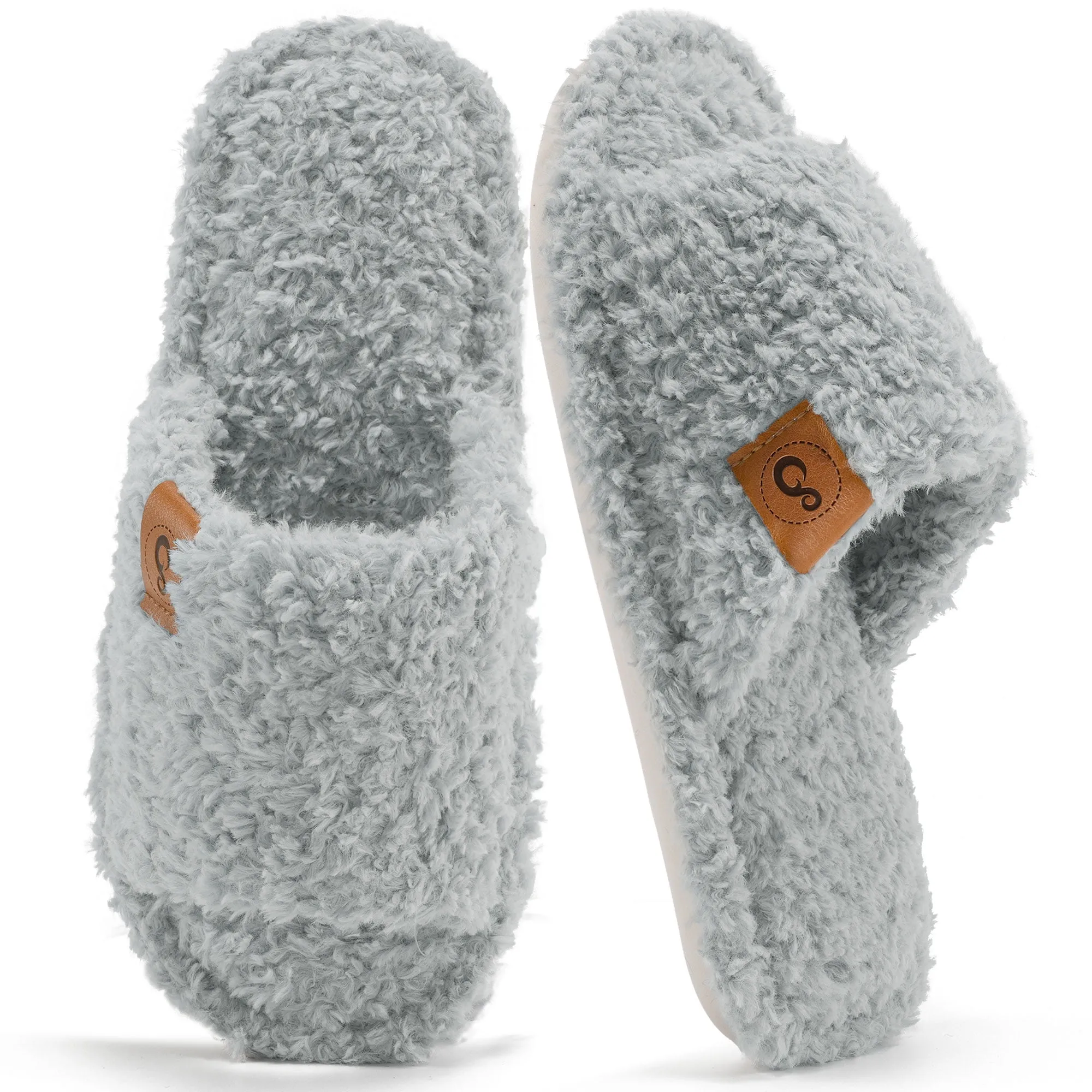 Crochet Slides Ecetana House Slippers for Women Cozy Soft Fuzzy Slippers Slides Open Toe House Shoes with Memory Foam