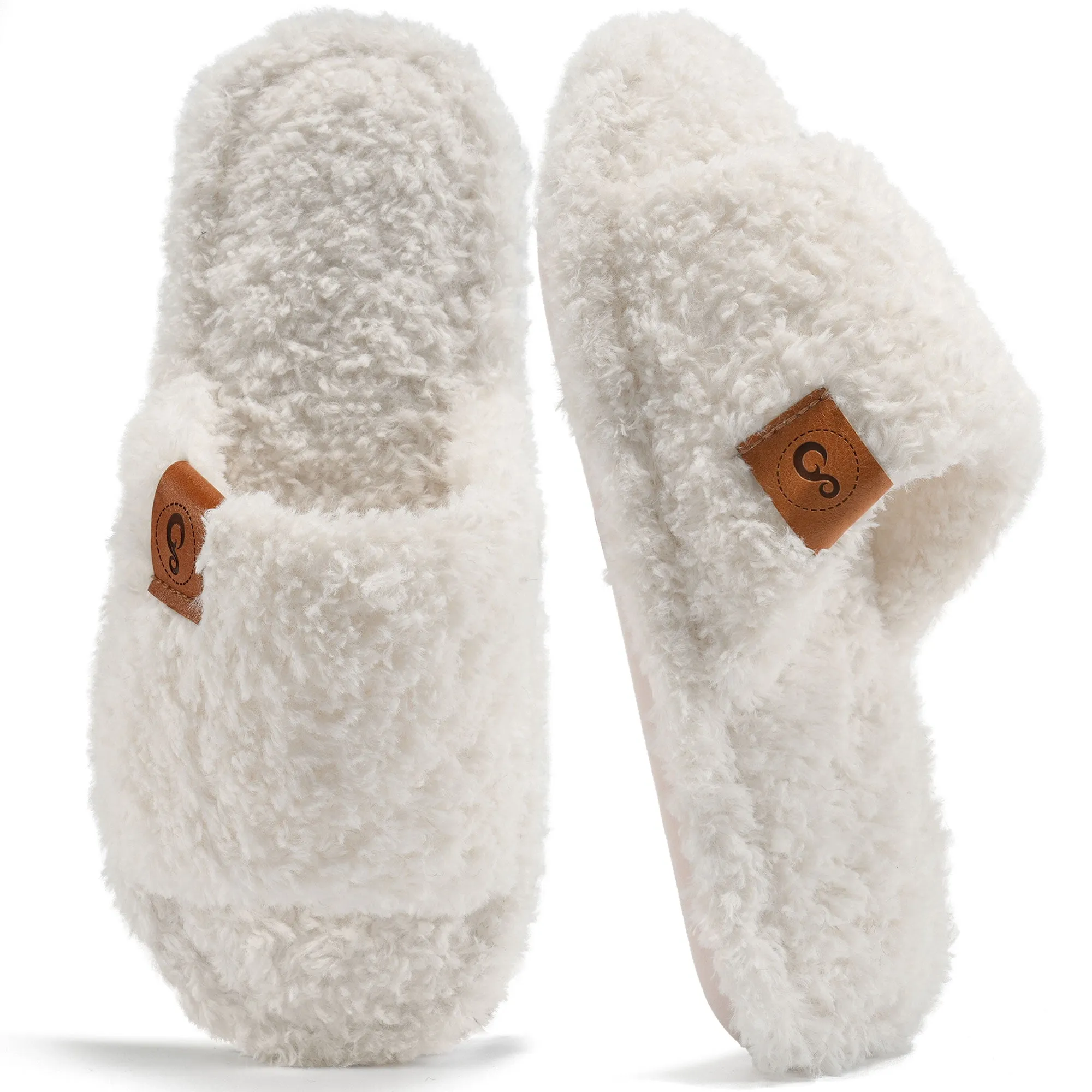 Ecetana House Slippers for Women Cozy Soft Fuzzy Slippers Slides Open Toe House Shoes with Memory Foam Sewing Patterns For Slippers