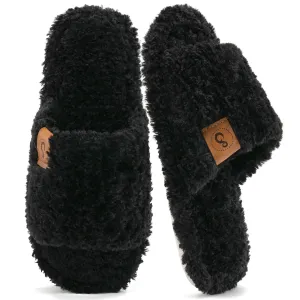 Ecetana House Slippers for Women Cozy Soft Fuzzy Slippers Slides Open Toe House Shoes with Memory Foam Personalised Slippers