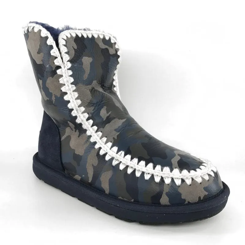 Platform Combat Boots MUBO UGG Women Boots Classic Mimi Navy Camouflage