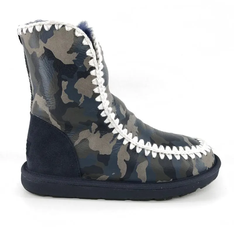Boots With A Small Heel MUBO UGG Women Boots Classic Mimi Navy Camouflage