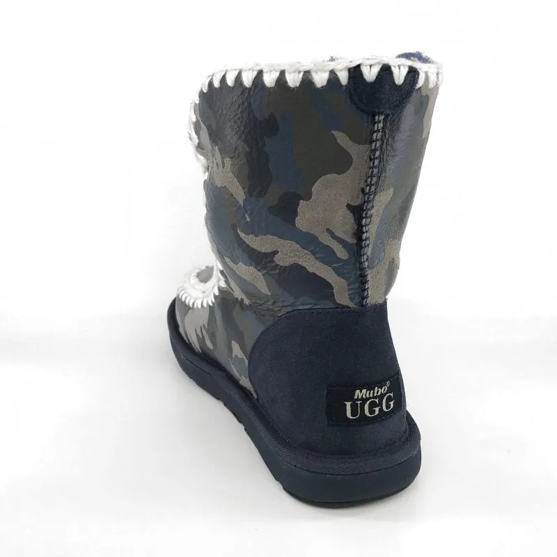 Leg Warmers And Boots MUBO UGG Women Boots Classic Mimi Navy Camouflage
