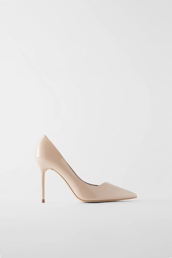 High Heels Invented Man Zara Nude Patent Pumps Stiletto Heels  Size 8 NWOT