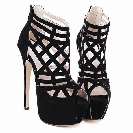 2016 Hot Sales SIZE 35-40 Fashion Week stunning 16CM super beautiful high-heeled sandals Thin Heels sexy  Cut-Outs women shoes High Heel Knee High Sandals