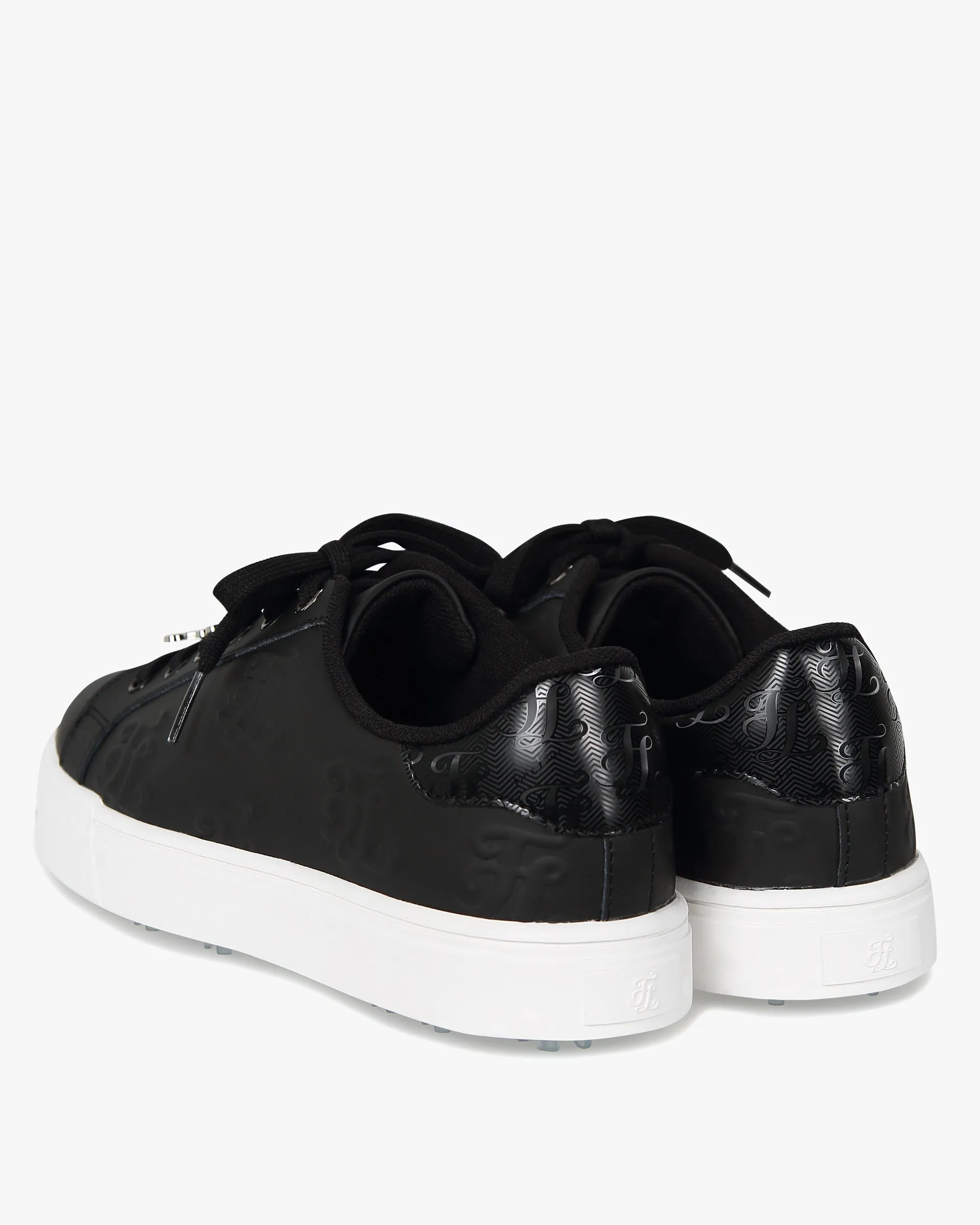 Embroidered Logo Golf Shoes (Black) Golf Spikeless Shoes