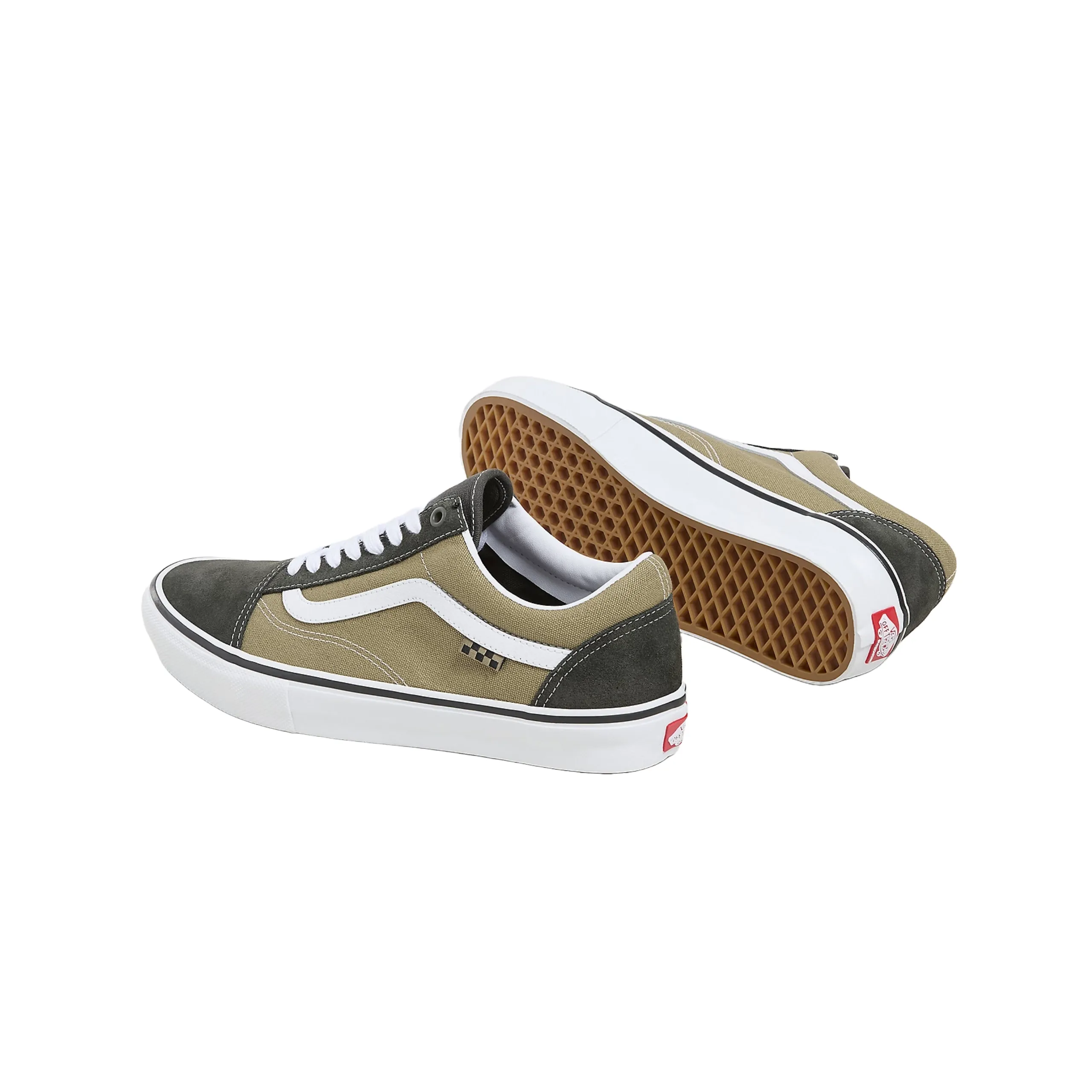 Slip-on Checkerboard Skate Vans Skate Old Skool Shoes - Gothic Olive