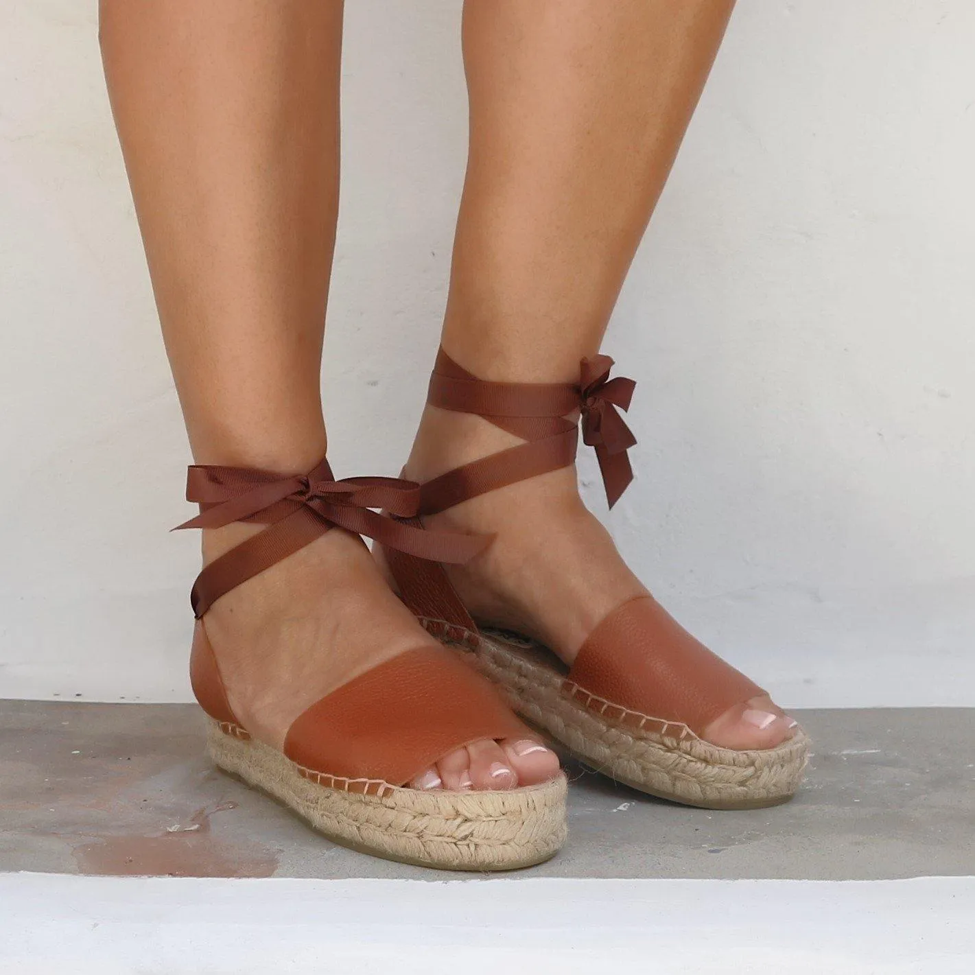 Naturalizer Sandals Essential Leather Espadrilles Sandals - Tan - Double Sole