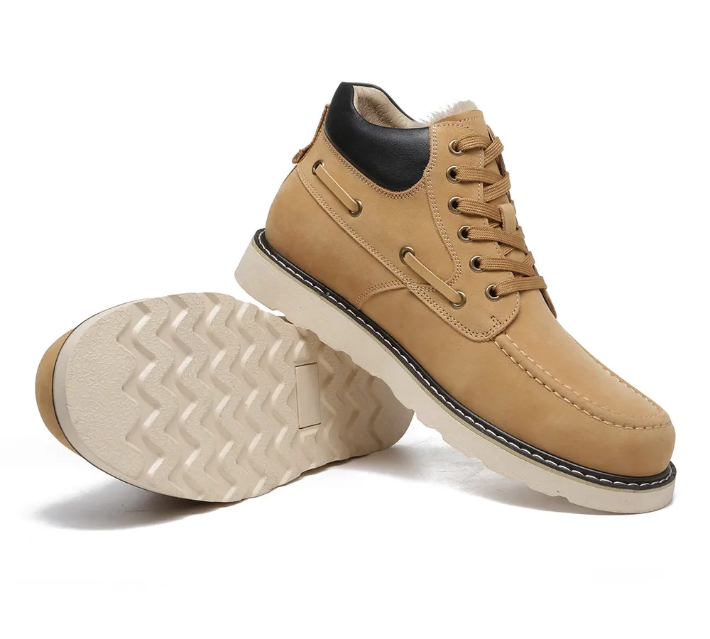 Hiking Shoes Mesh EVERAU Men Sheepskin Wool Lace Up Ankle Casual Boots Summit