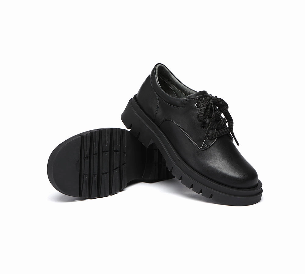 Synthetic Badminton Shoes EVERAU Senior Black Leather Large Size Lace Up School Shoes