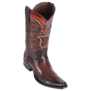 Los Altos Boots - Mens Dress Cowboy Boot - Low Priced Lizard Teju European Toe Boots - Faded Brown- in Brown Non Slip Steel Toe Boots