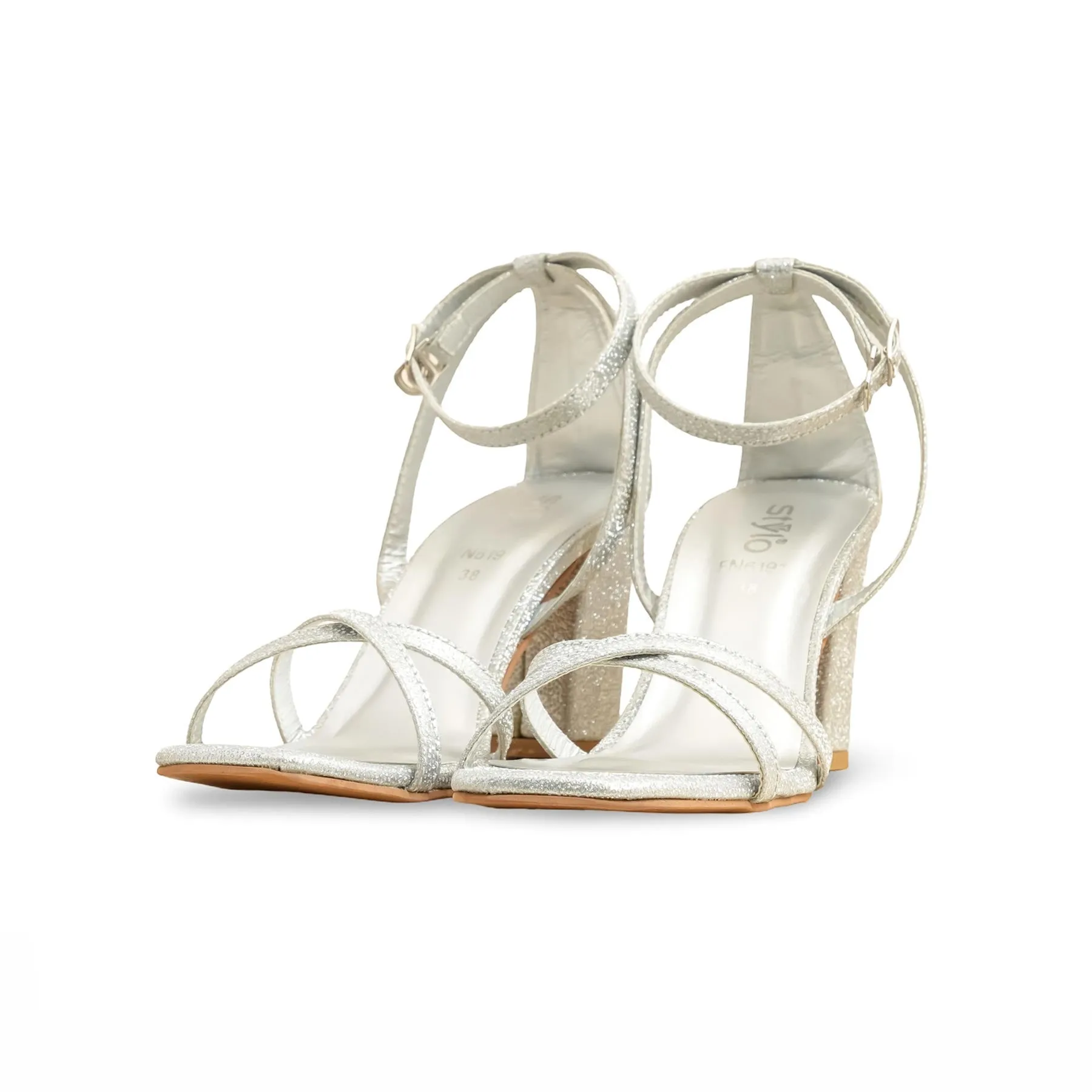 Silver Fancy Women Sandal FN6191 Slides Rubber