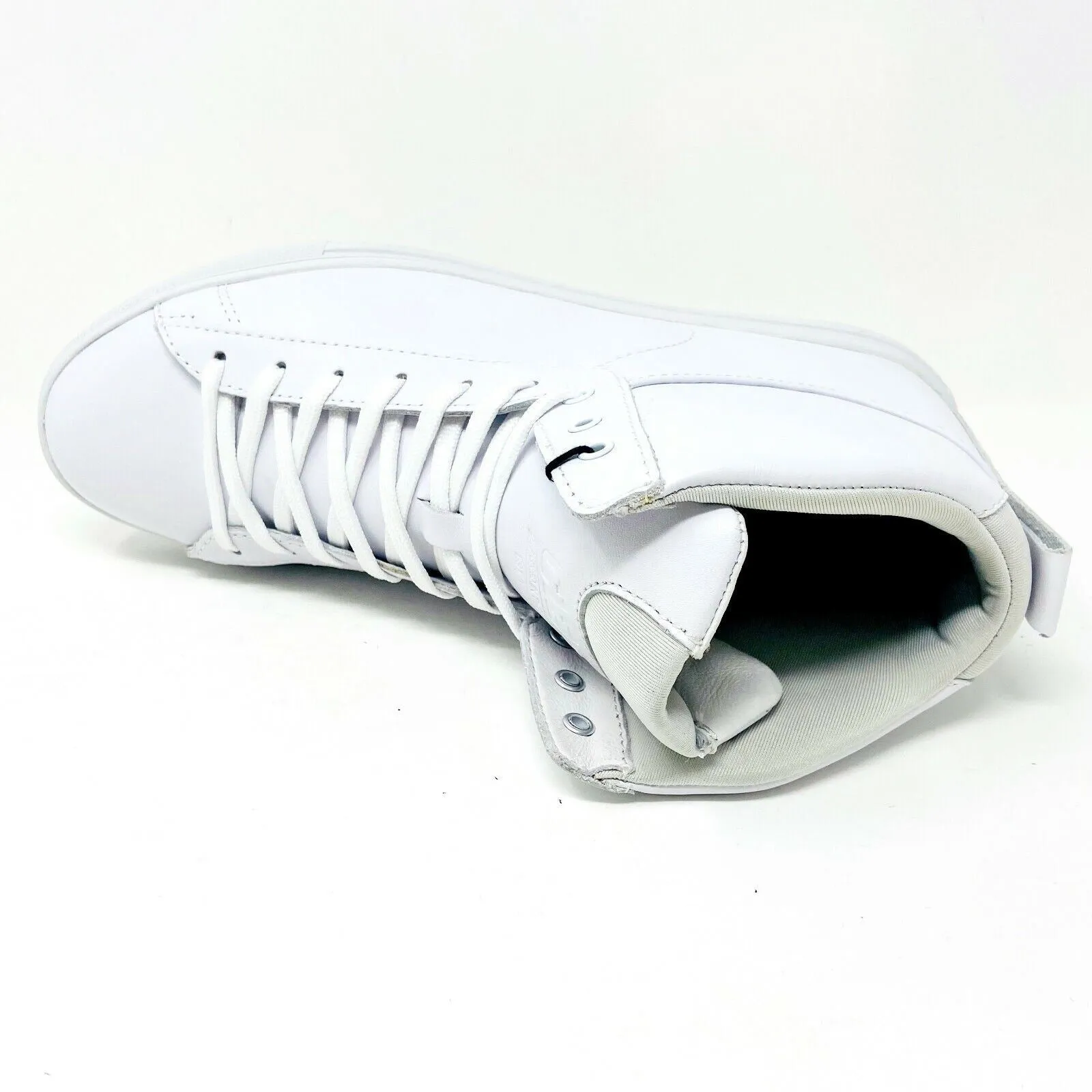 Clae Frazier White Leather Mens Premium Mid Top Casual Shoes Sneakers Casual Approach Shoes
