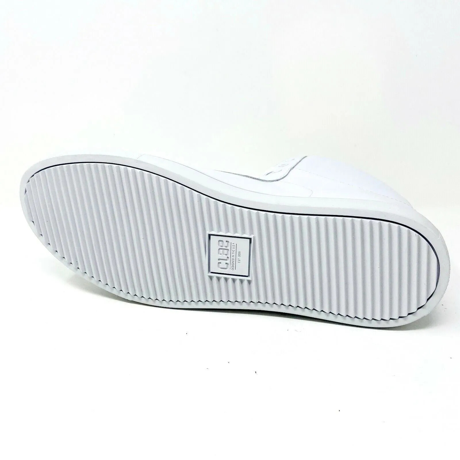 Clae Frazier White Leather Mens Premium Mid Top Casual Shoes Sneakers Blazer Mid Casual Shoes