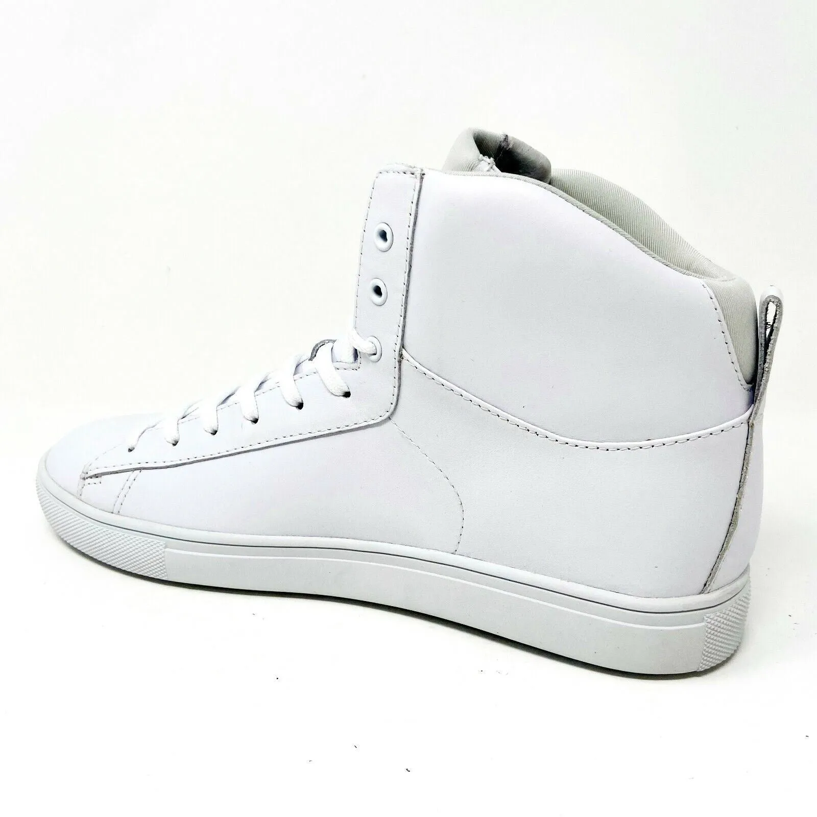 Clae Frazier White Leather Mens Premium Mid Top Casual Shoes Sneakers Leather Slip On Shoes Casual